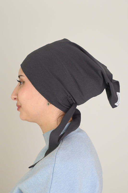 Charcoal non-slip tie back cap