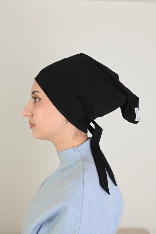 Obsidian non-slip tie back cap